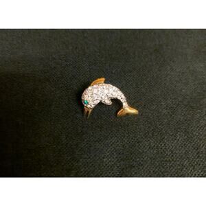 Swarovski Crystal Dolphin Lapel Pin Vintage